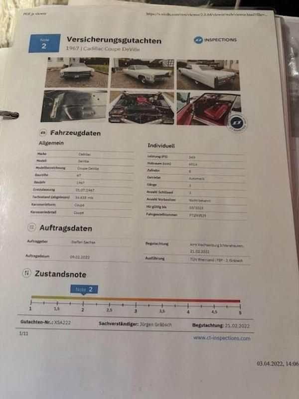 Gebraucht Cadillac Deville 340 PS (250 kW) 1967 Weiß Limousine