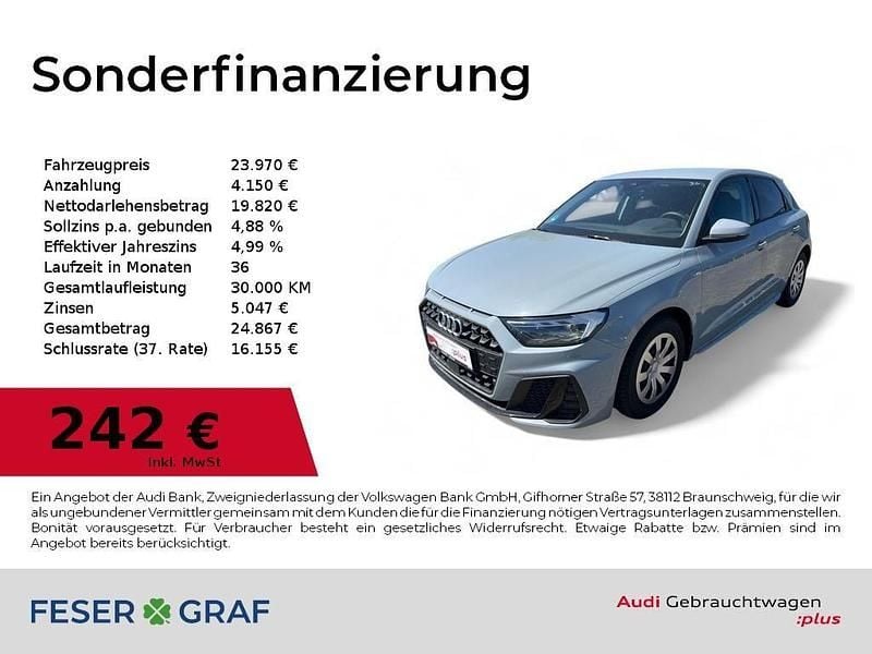 Pfeilgrauperleffekt Gebraucht 2024 Audi A1 Sportback S-Line Kleinwagen | 23.970 € (Guter Preis) - Bild 1/4