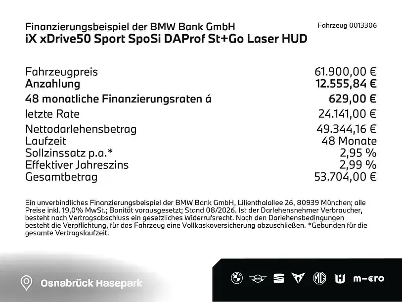 Gebraucht BMW iX Sport Line 384 kW (523 PS) 2024 Black sapphire (schwarz) SUV