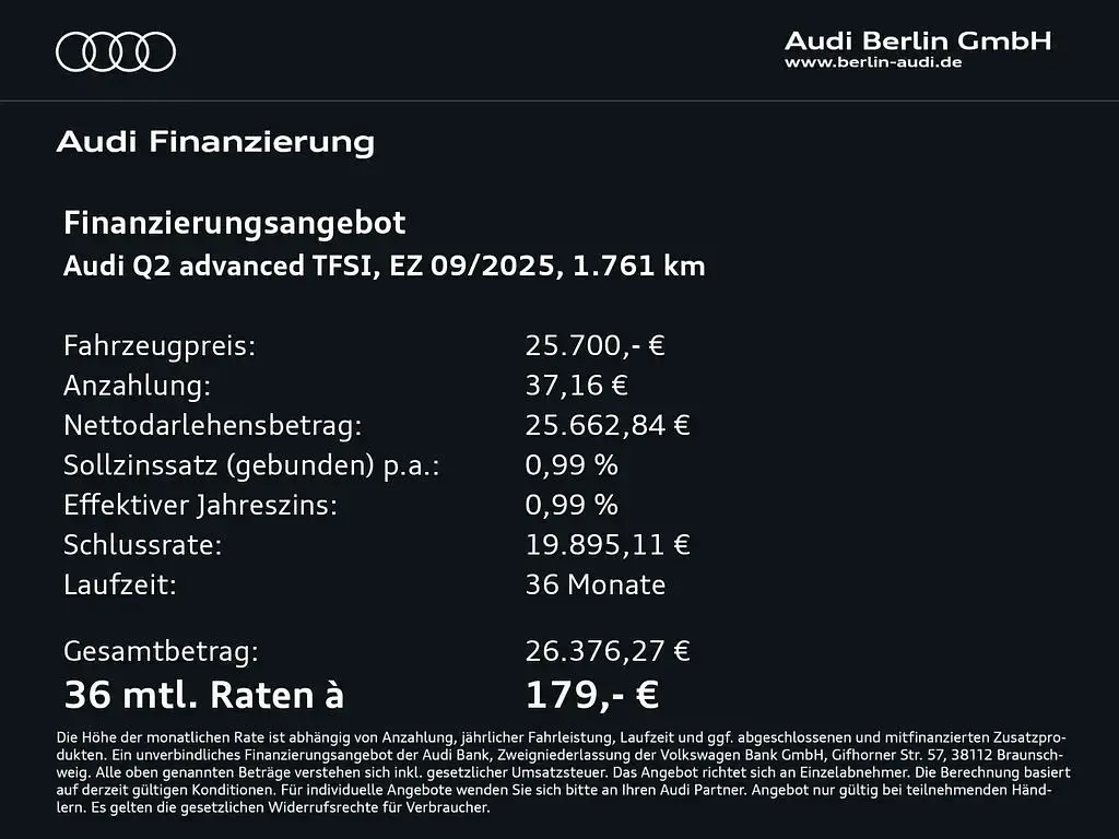 Gebraucht Audi Q2 Advanced Plus 116 PS (85 kW) 2025 Pfeilgrau perleffekt SUV