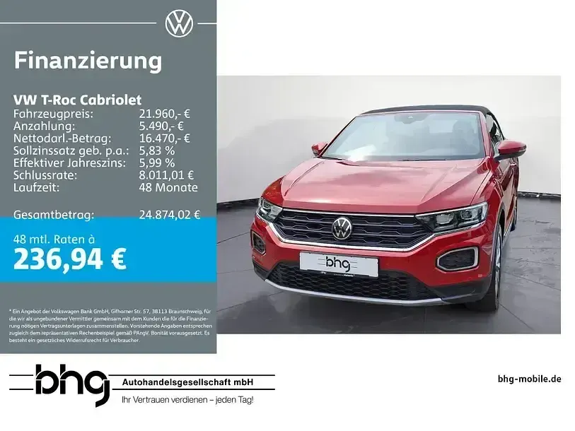 Gebraucht VW T-Roc Cabriolet Style 150 PS (110 kW) 2021 Cabrio