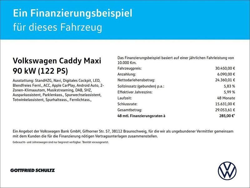 Gebraucht VW Caddy Maxi Life 122 PS (89 kW) 2022 Weiss Van / Kleinbus