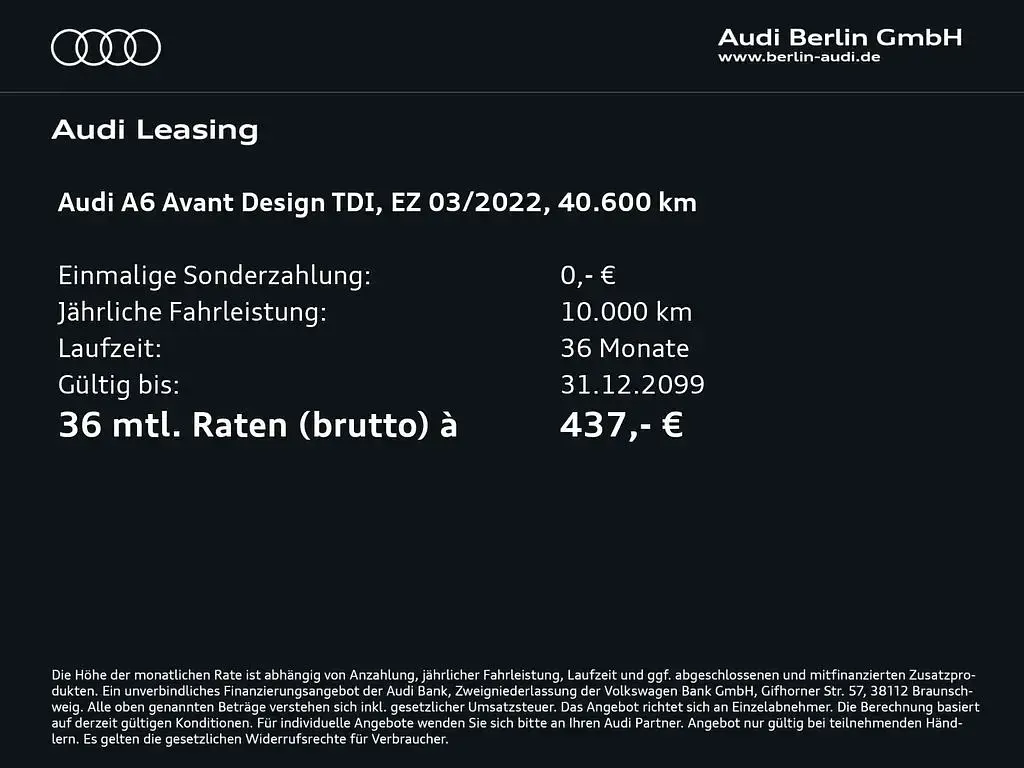 Używany Audi A6 Ambiente 204 KM (150 kW) 2022 Czarny Kombi