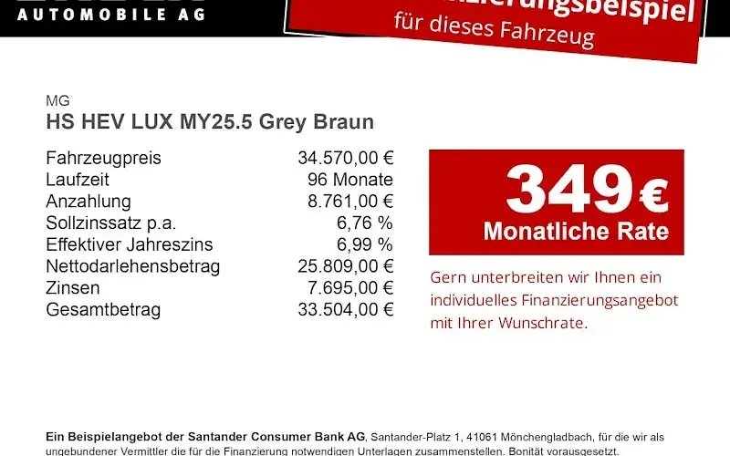 Nouvelle MG HS Luxury 224 ch (164 kW) 2026 Gris SUV