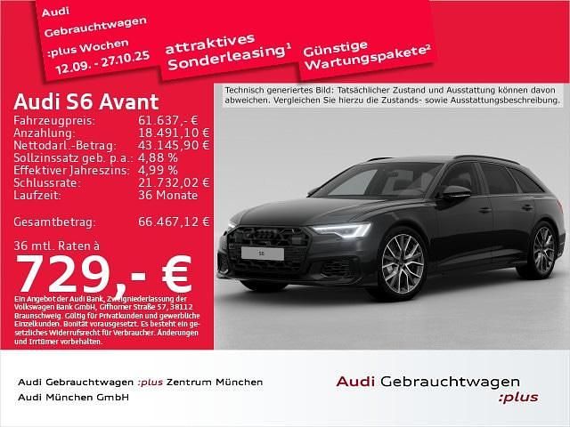 Mythosschwarz metallic Gebraucht 2024 Audi S6 Ambiente Kombi | 61.637 € (Superpreis) - Bild 1/2