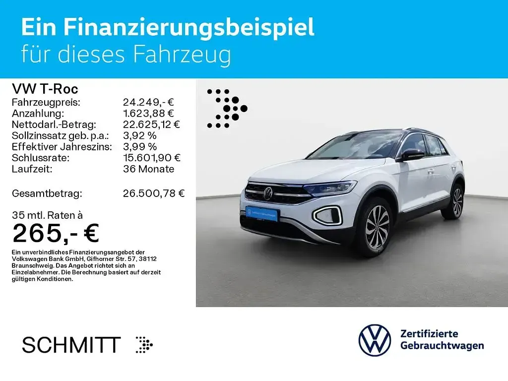 Gebraucht VW T-Roc Style 150 PS (110 kW) 2023 Pure white/schwarz SUV