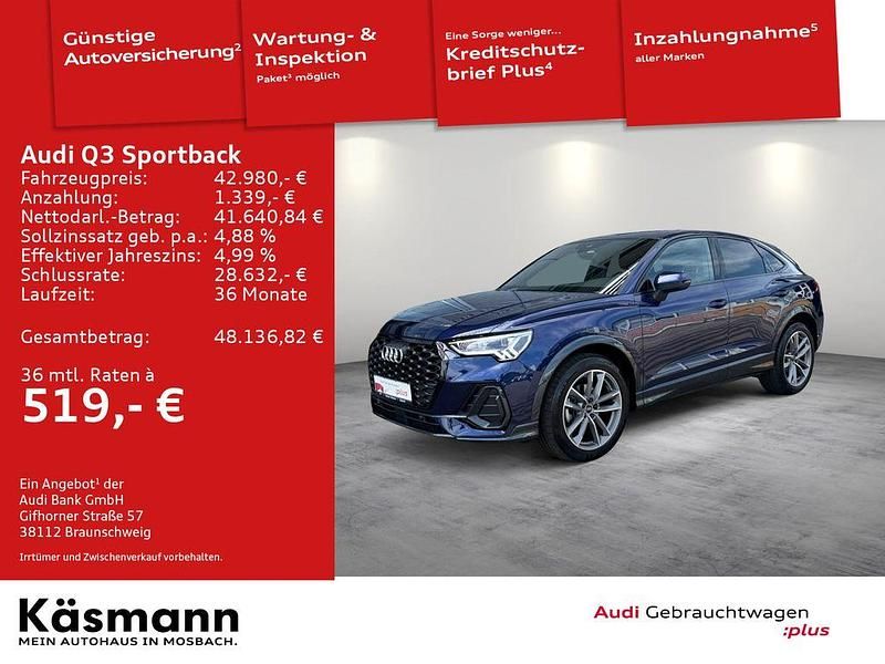 Navarrablau metallic Gebraucht 2024 Audi Q3 Sportback Ambiente SUV | 42.980 € (Fairer Preis) - Bild 1/4