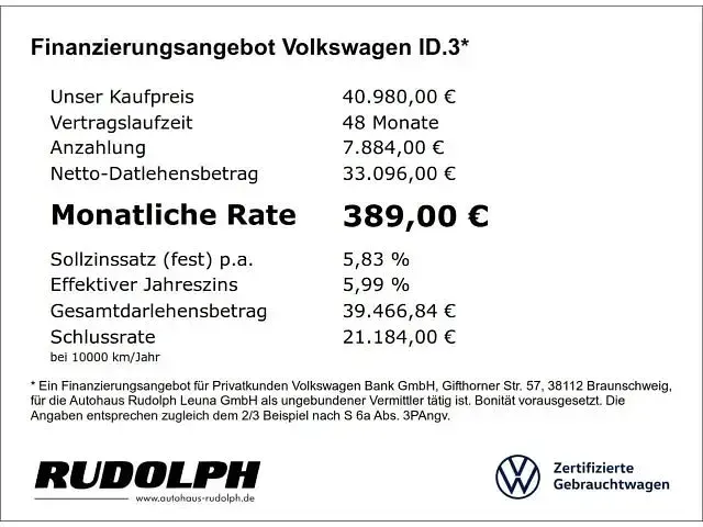 Gebraucht VW ID.3 Pro 169 kW (231 PS) 2025 Blau Kleinwagen