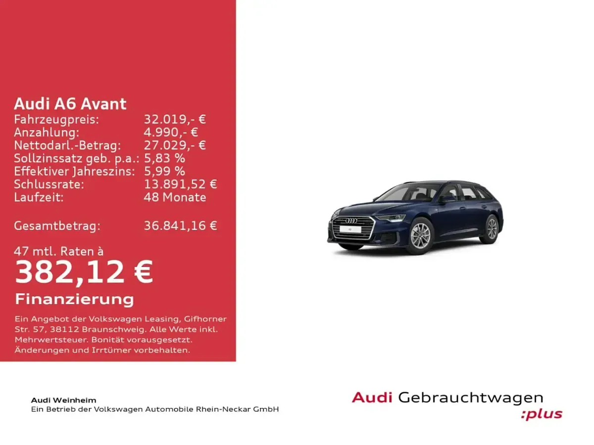 Gebraucht Audi A6 S-Line 204 PS (150 kW) 2023 Firmamentblau metallic Kombi