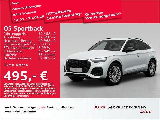 Gletscherweiß metallic Gebraucht 2024 Audi Q5 Sportback S-Line SUV | 62.452 € (Teuer) - Bild 1/1