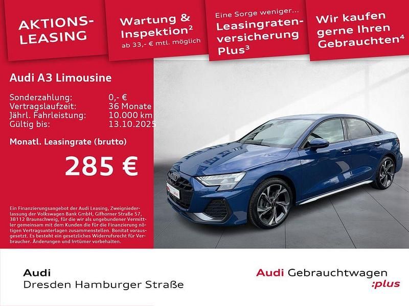 Blau Gebraucht 2025 Audi A3 S-Line Limousine | 32.490 € - Bild 1/3