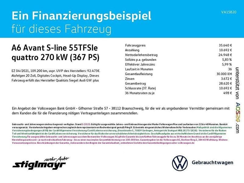 Gebraucht Audi A6 S-Line 367 PS (269 kW) 2021 Individuallackierungen audi exclusive Kombi