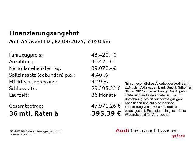 Gebraucht Audi A5 Ambiente 204 PS (150 kW) 2025 Mythosschwarz metallic Kombi