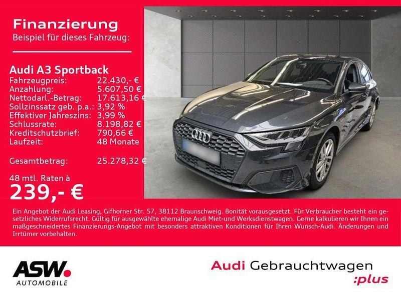 Usado Audi A3 Performance 204 HP (150 kW) 2022 Cinzento Sedan