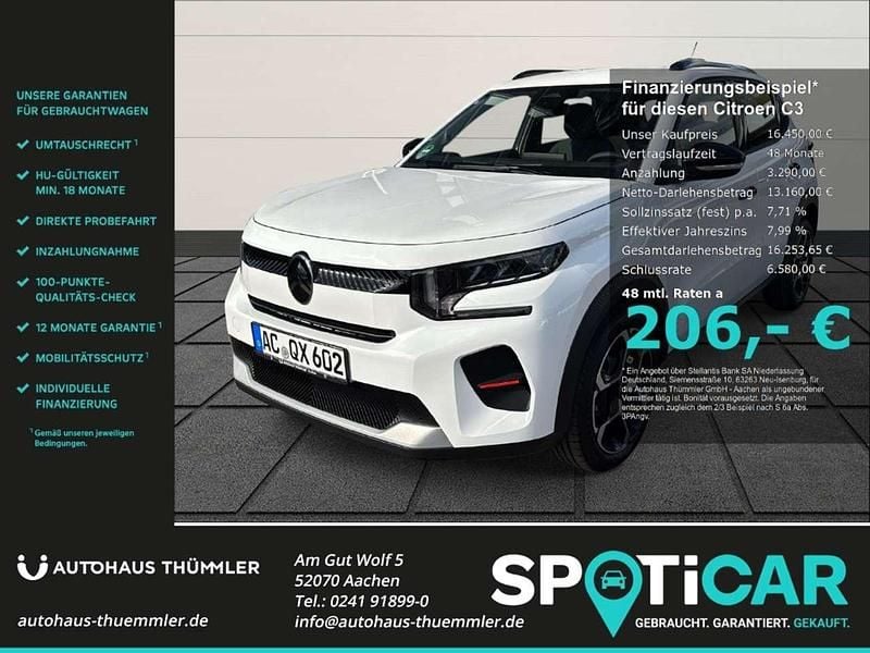 Weiß Gebraucht 2025 Citroën C3 PureTech Kleinwagen | 16.450 € (Guter Preis) - Bild 1/4