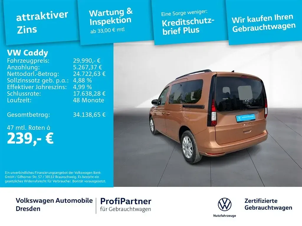 Usata VW Caddy Life 102 CV (75 kW) 2024 Marrone Monovolume
