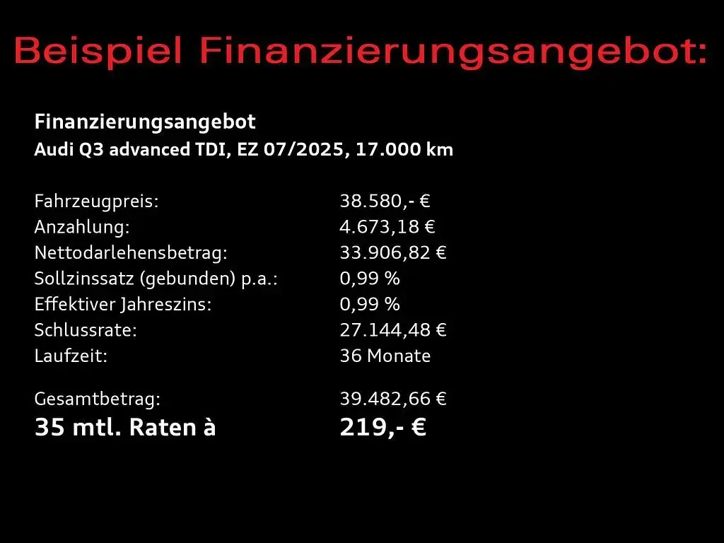Gebraucht Audi Q3 Advanced Plus 150 PS (110 kW) 2025 Mythosschwarz metallic SUV