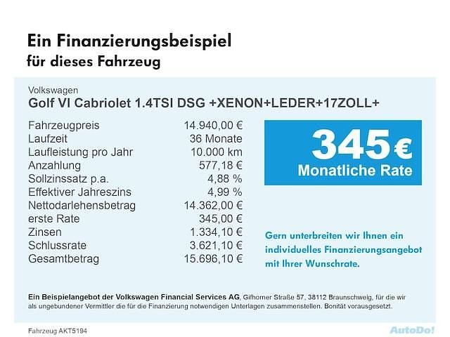 Gebraucht 2013 VW Golf VII Cabrio | 14.940 € (Teuer) - Bild 1/3