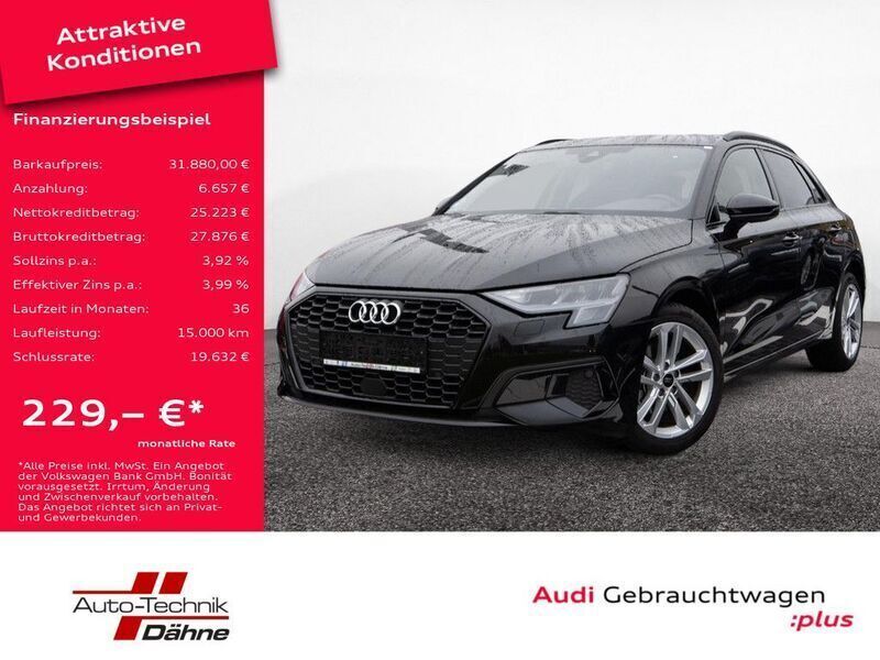 Schwarz Gebraucht 2024 Audi A3 Sportback Advanced Limousine | 31.880 € (Fairer Preis) - Bild 1/4