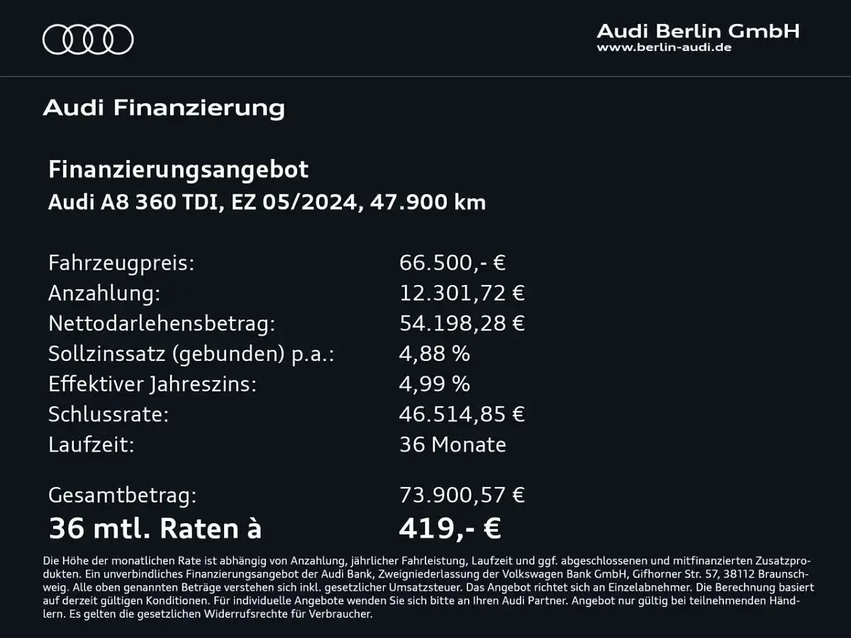 Brugt Audi A8 Ambiente 286 HK (210 kW) 2023 Sort Sedan