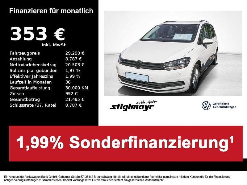 Pure white Gebraucht 2024 VW Touran Comfortline Van / Kleinbus | 29.290 € (Guter Preis) - Bild 1/4