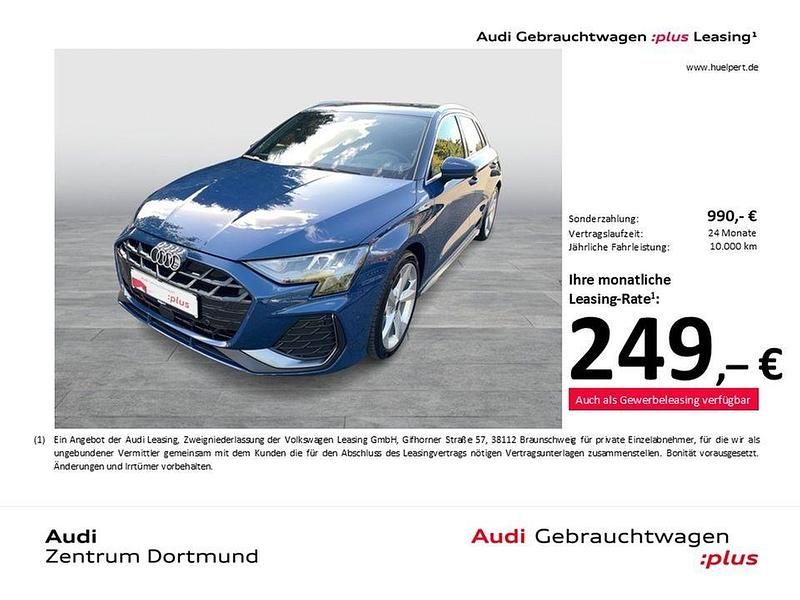 Ascariblau metallic Gebraucht 2024 Audi A3 Sportback S-Line Limousine | 33.522 € (Guter Preis) - Bild 1/3