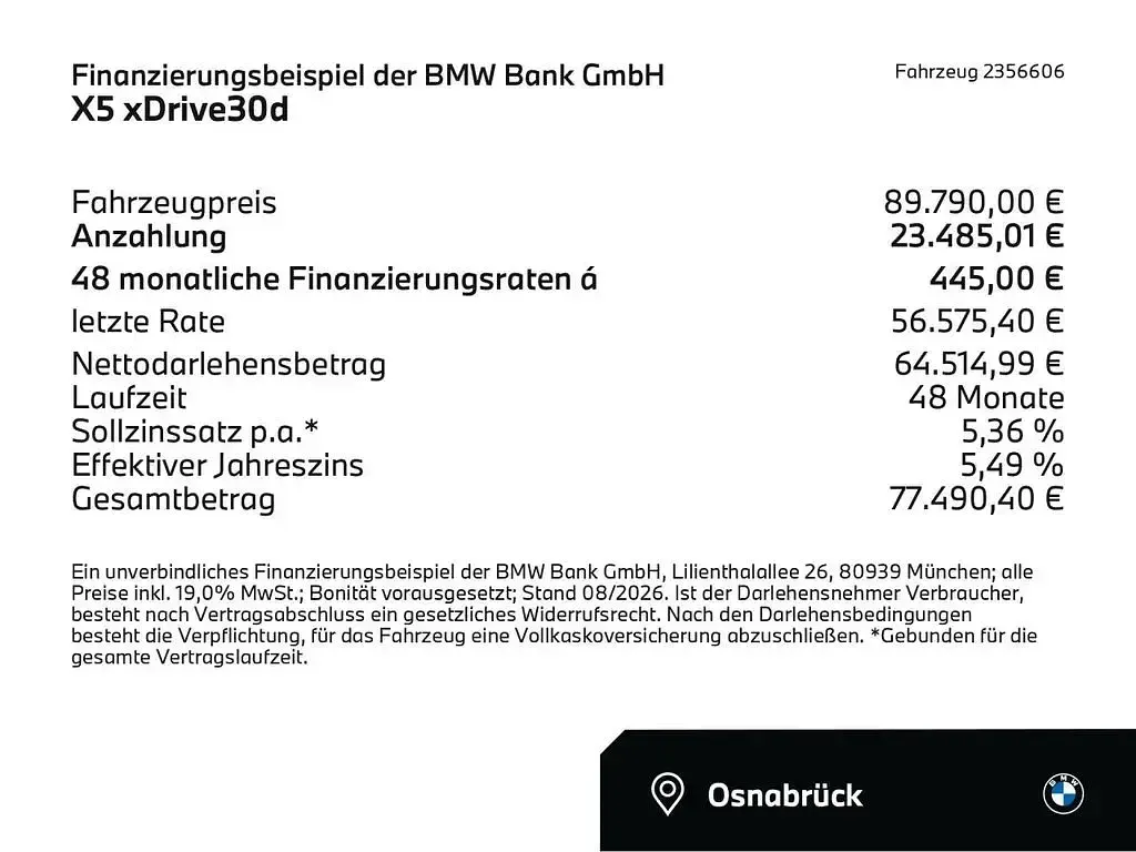 Neu BMW X5 Comfort Edition 286 PS (210 kW) 2026 Black sapphire (schwarz) SUV