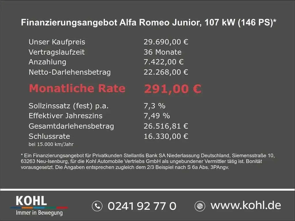 Neu Alfa Romeo GT Junior Ti 145 PS (106 kW) 2026 Schwarz SUV