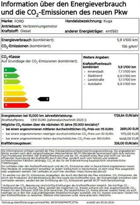 Gebraucht Ford Kuga Cool & Connect 120 PS (88 kW) 2024 Frostweiß SUV