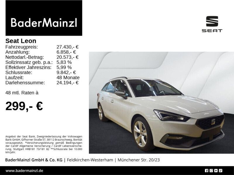 Weiß Gebraucht 2024 Seat Leon ST FR Kombi | 27.430 € (Fairer Preis) - Bild 1/3