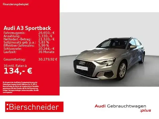 Gebraucht Audi A3 Sportback e-tron 204 PS (150 kW) 2024 Florettsilber metallic Kleinwagen