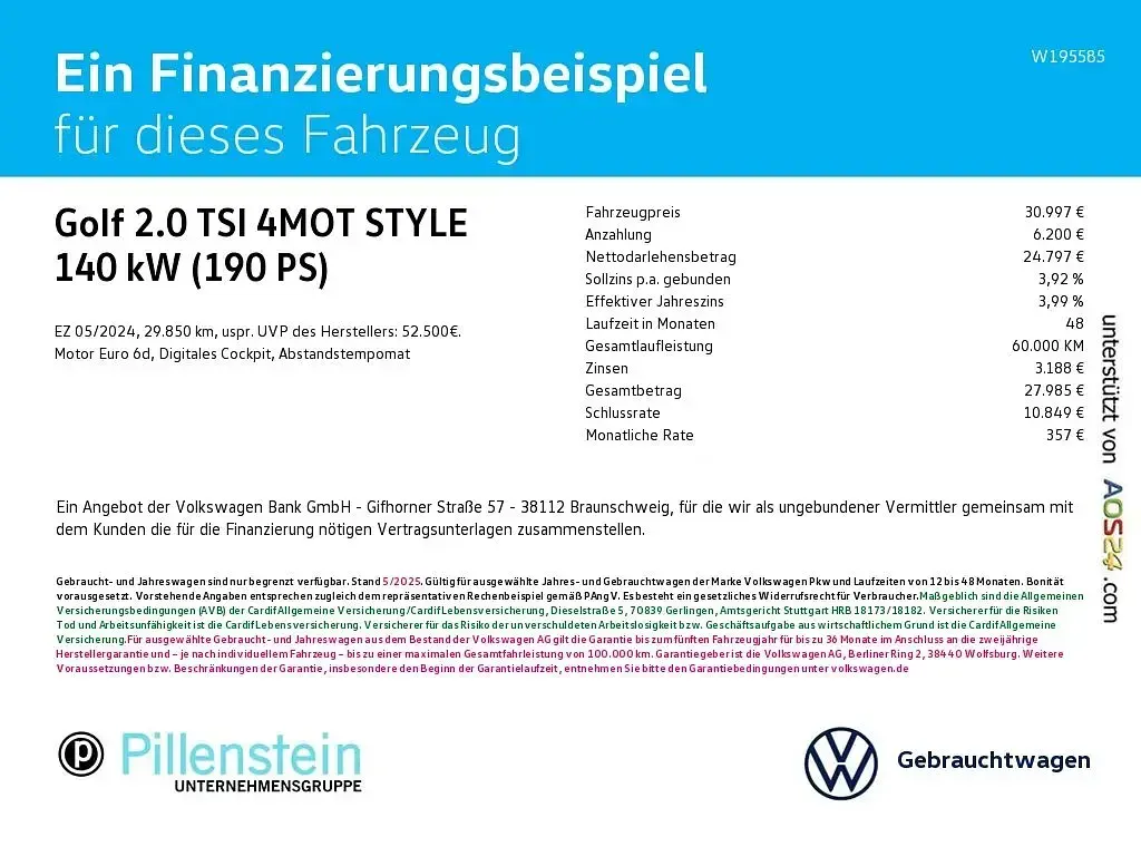 Gebraucht VW Golf VIII Style 190 PS (139 kW) 2024 Schwarz Limousine