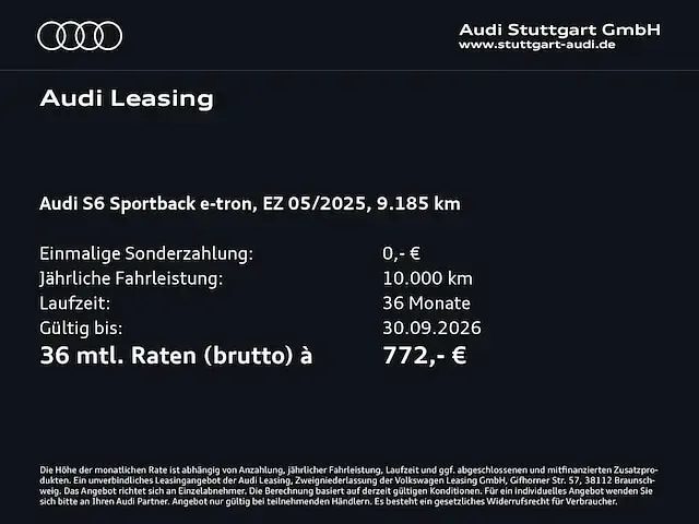 Gebraucht Audi S6 e-tron Sport 369 kW (503 PS) 2025 Mythosschwarz metallic Limousine