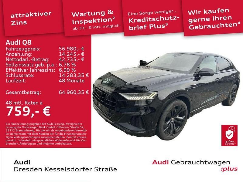 Orcaschwarz metallic Gebraucht 2019 Audi Q8 Design SUV | 56.980 € (Etwas zu teuer) - Bild 1/4