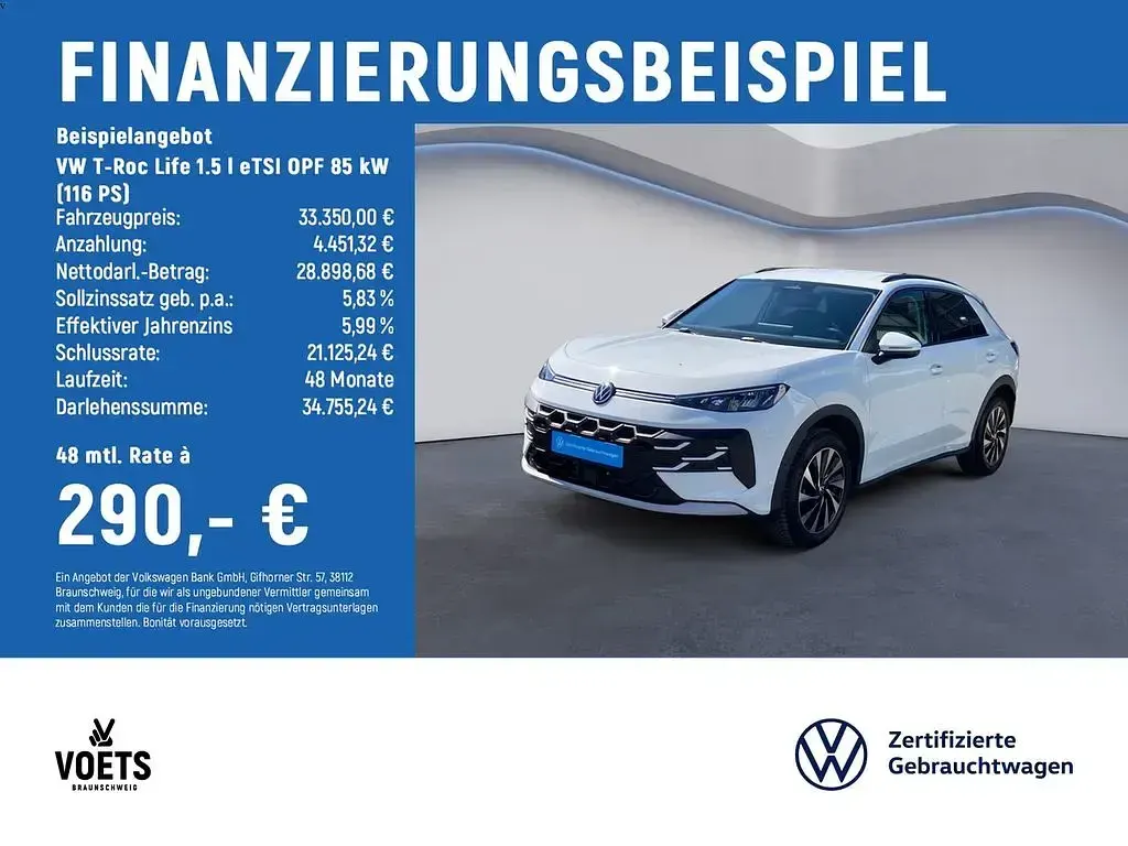 Gebraucht VW T-Roc Life 116 PS (85 kW) 2026 Weiß SUV