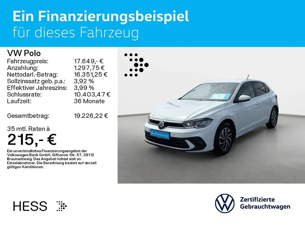 Gebraucht VW Polo Life 95 PS (69 kW) 2022 Weiß Kleinwagen