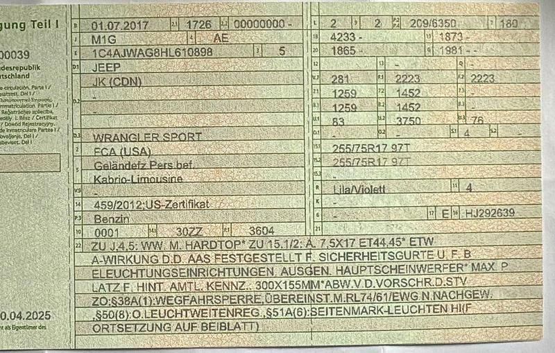 Gebraucht Jeep Wrangler Sport 284 PS (208 kW) 2017 Violett SUV