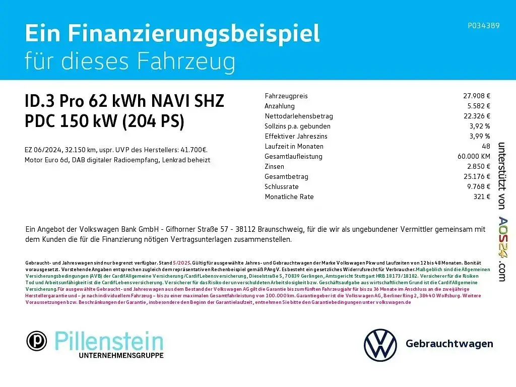 Gebraucht VW ID.3 Pro 150 kW (204 PS) 2024 Grau Kleinwagen