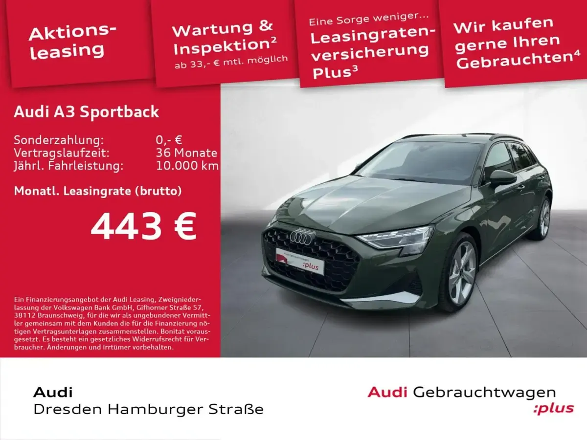 Gebraucht Audi A3 Sportback e-tron Advanced Plus 204 PS (150 kW) 2025 Distriktgrün metallic Kleinwagen