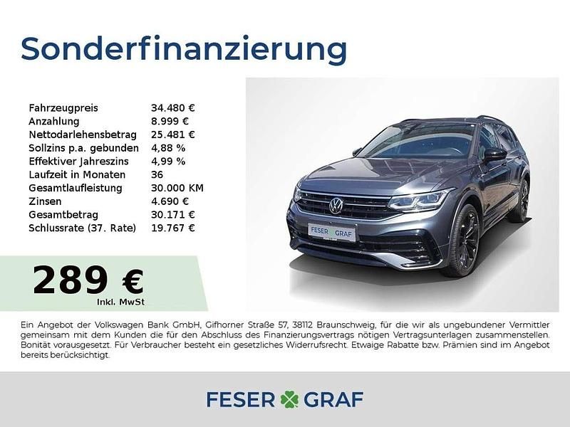 Grau Gebraucht 2022 VW Tiguan Allspace R-line SUV | 34.480 € (Fairer Preis) - Bild 1/1