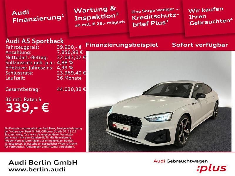 Gletscherweiß metallic Gebraucht 2022 Audi A5 Sportback Ambiente Kleinwagen | 39.900 € (Teuer) - Bild 1/3