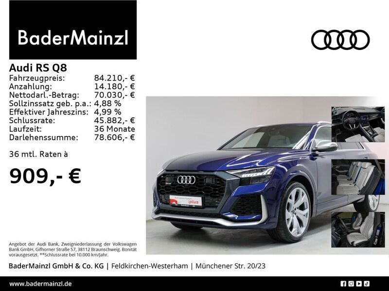 Navarrablau metallic (metallic) Gebraucht 2020 Audi RS Q8 Ambiente SUV | 84.210 € (Superpreis) - Bild 1/3