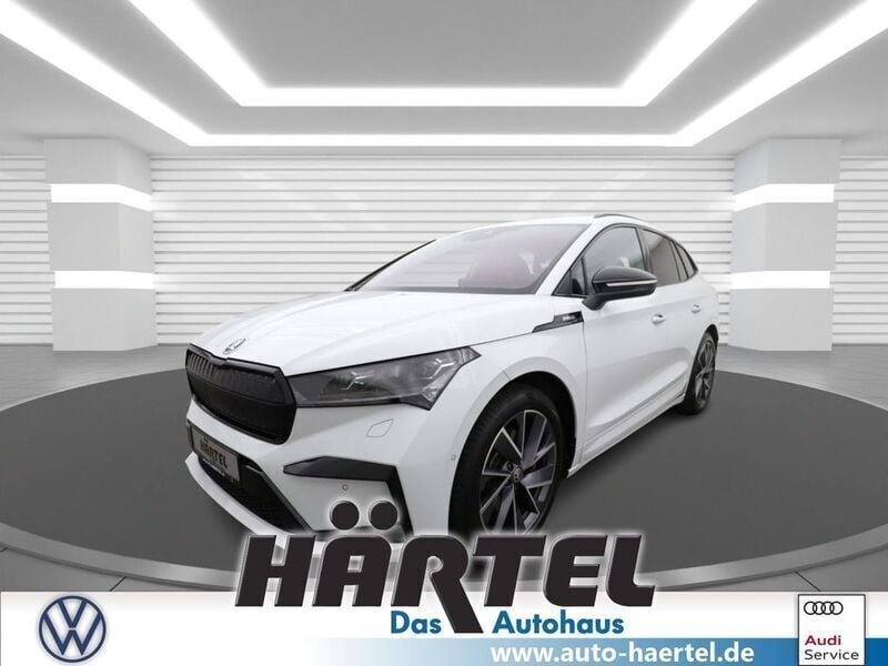 Moonweiß (white), metallic Gebraucht 2022 Skoda Enyaq iV SportLine SUV | 36.900 € (Superpreis) - Bild 1/4