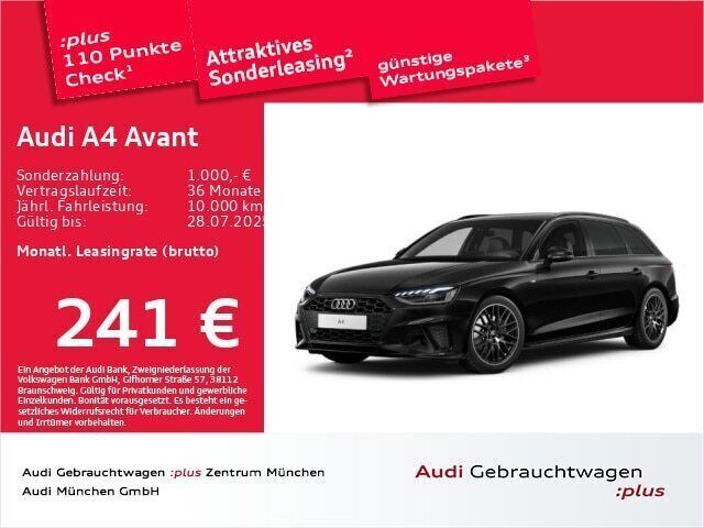 Mythosschwarz metallic Gebraucht 2024 Audi A4 S-Line Kombi | 41.451 € (Teuer) - Bild 1/2