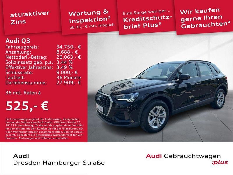 Mythosschwarz metallic Gebraucht 2024 Audi Q3 Basis SUV | 37.890 € (Guter Preis) - Bild 1/3