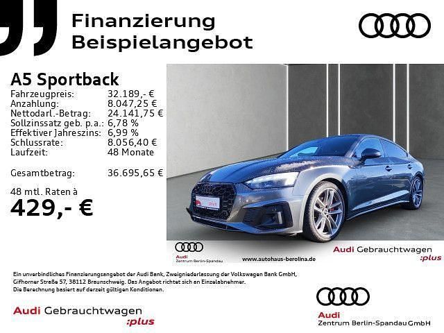 Grau Gebraucht 2021 Audi A5 Sportback S-Line Kleinwagen | 32.189 € (Guter Preis) - Bild 1/4
