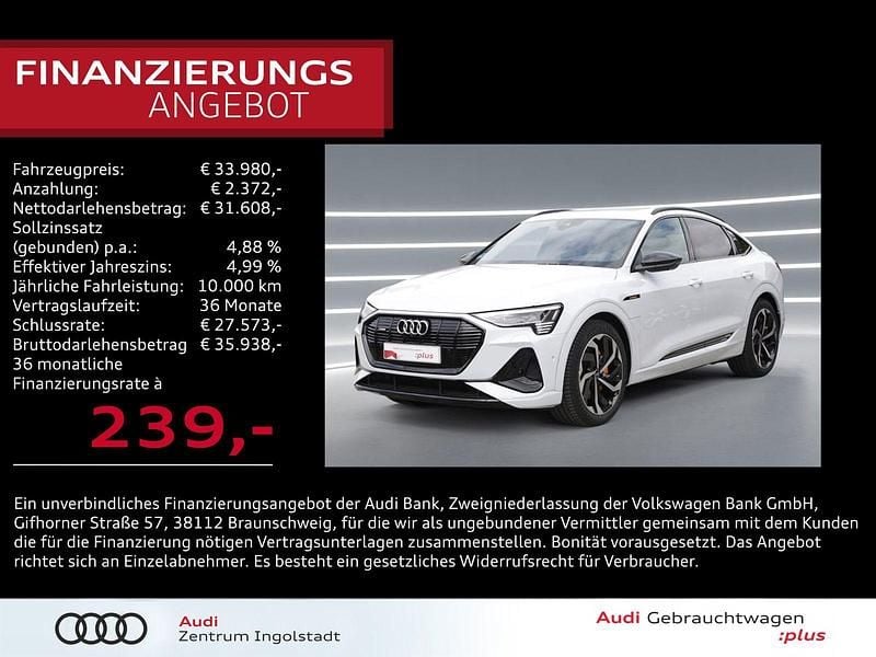 Gletscherweiß metallic Gebraucht 2021 Audi e-tron Sportback S-Line SUV | 33.980 € (Superpreis) - Bild 1/3
