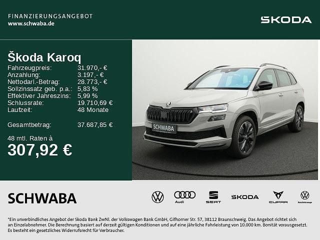 Grau Gebraucht 2024 Skoda Karoq SportLine SUV | 31.970 € (Superpreis) - Bild 1/4