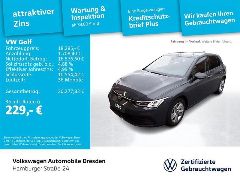 B0 delfingrau metallic Gebraucht 2020 VW Golf VIII Life Limousine | 18.285 € (Guter Preis) - Bild 1/4