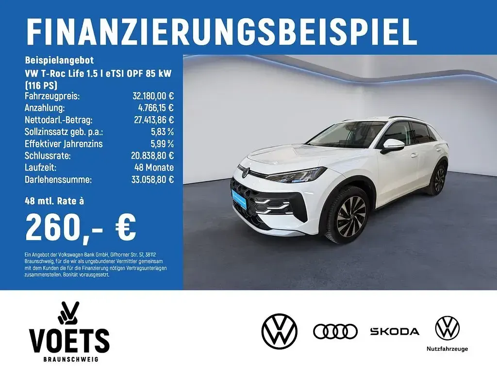 Gebraucht VW T-Roc Cabriolet Life 116 PS (85 kW) 2026 Weiß SUV